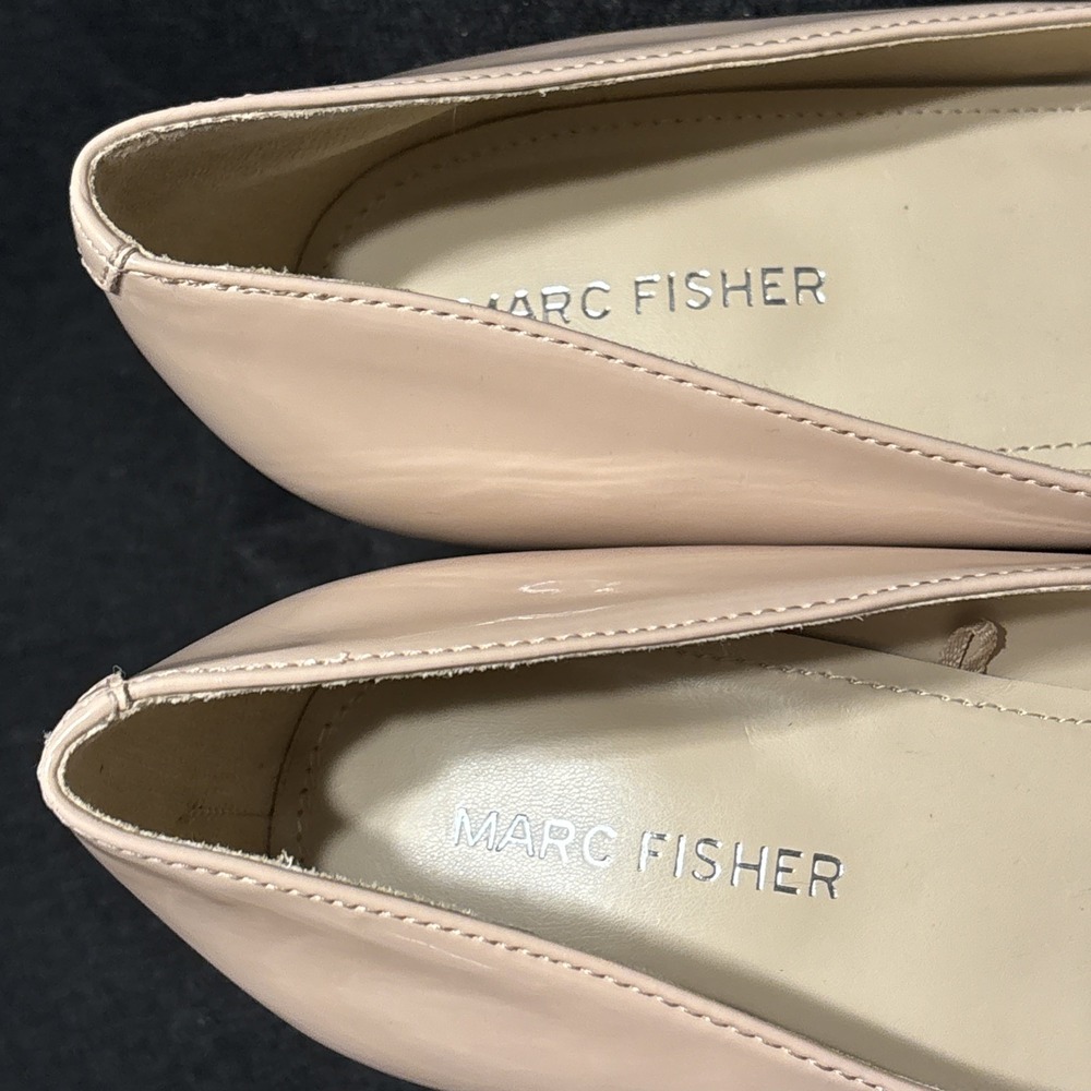 Marc Fisher Caitlin Pointed Toe Slip On Pumps Block Heels Beige Women's 10 EUC - Picture 14 of 15